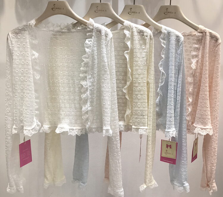 [Danling] thin perspective lace edge sunscreen shirt 0953# PCZ
