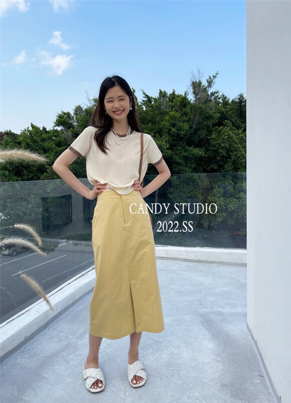 [candy] Korean style split net color gentle style skirt 3353# zjy