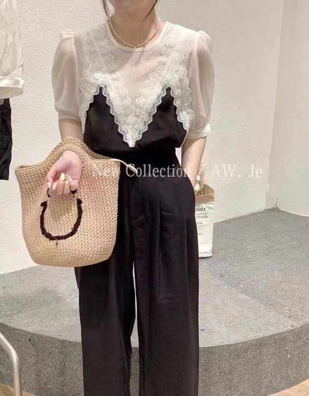 goods in stock! [I-D] Korean Style Lace fake two shirts 8127# ll