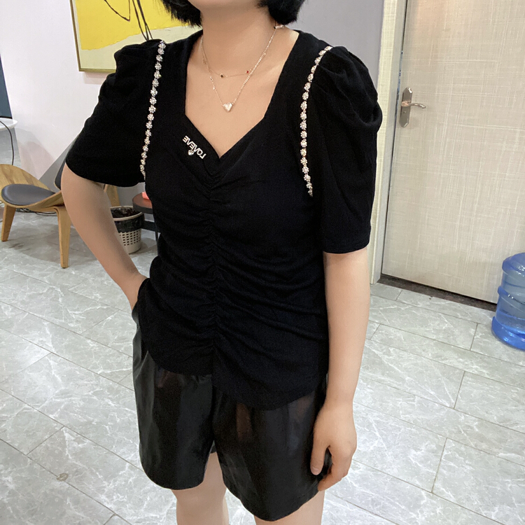 [Qijia +] Korean Pullover versatile short sleeve T-shirt 7310# zyh