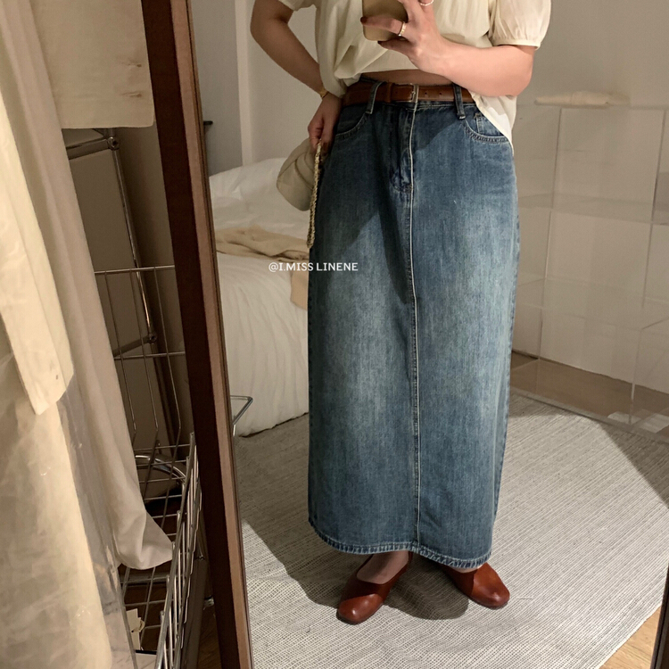 New in early summer! [Imiss] high waist retro versatile denim skirt cx7951# LSW