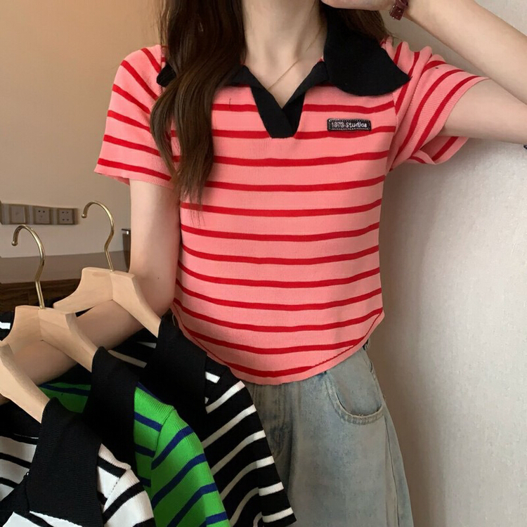 [f · P] striped versatile Polo b207# HBx