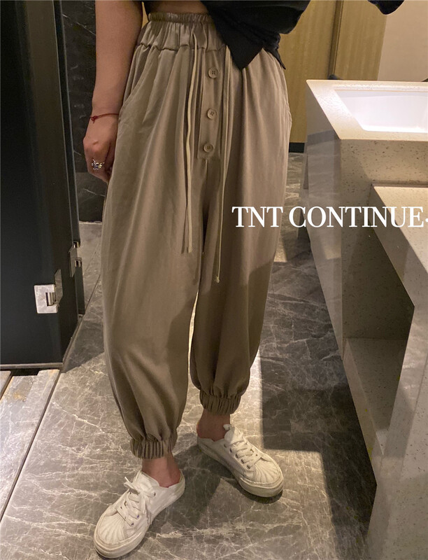 [TNT continue] drawstring elastic waist comfortable casual pants 60033# L
