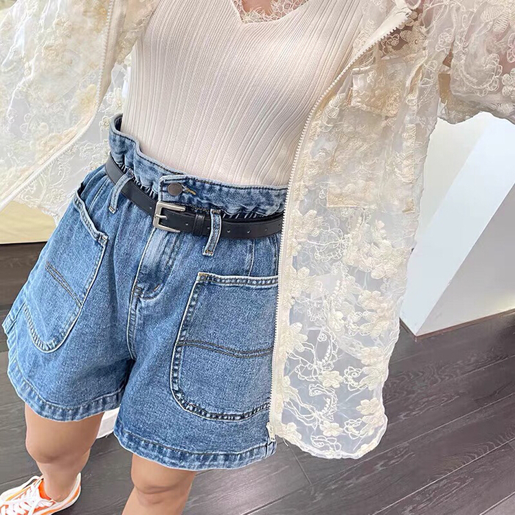 [thousand degrees] simple and generous Wide Leg Denim Shorts (with belt) 32201# LSW