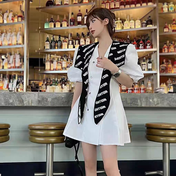 [Nancy] bubble sleeve fashion dress (with detachable shawl) bs8801# WPL