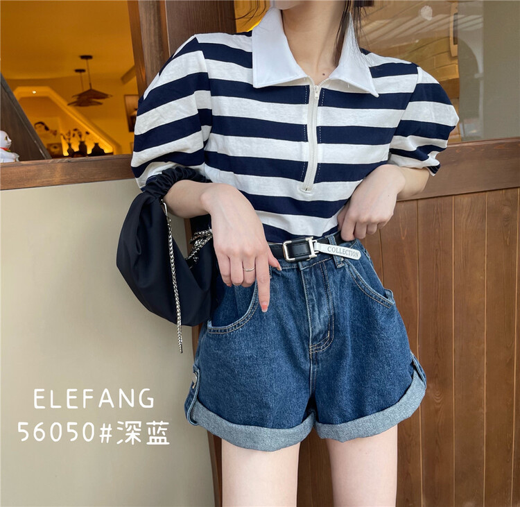 goods in stock! [elefan] Korean casual hem denim shorts (with belt) 56050# zxl