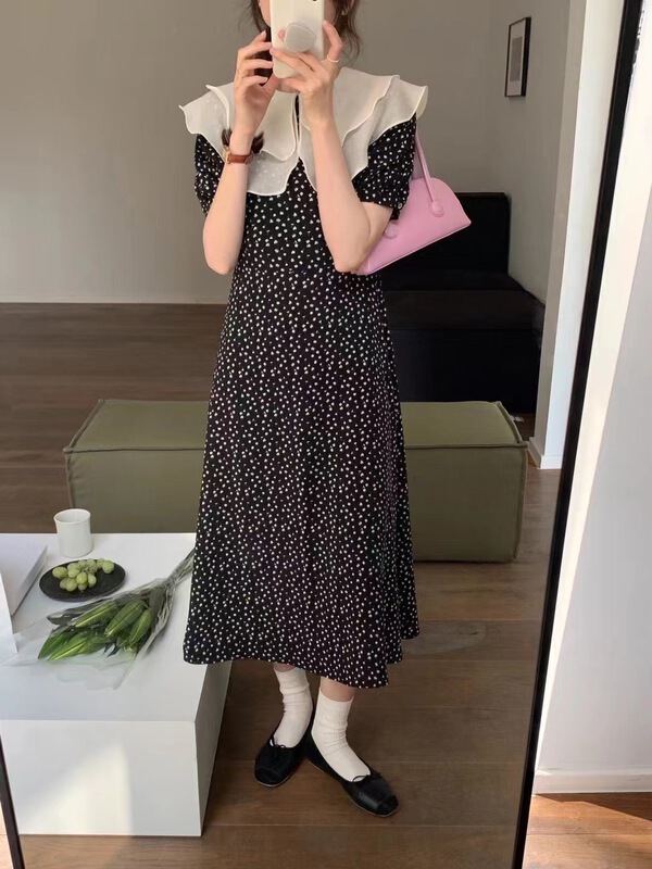 New in early summer! [the most] Korean elegant wave dot print dress 8827# HBx