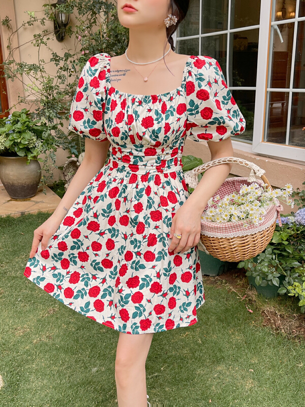 [mi2] Fashion Square Neck thin dress b6296# JJ