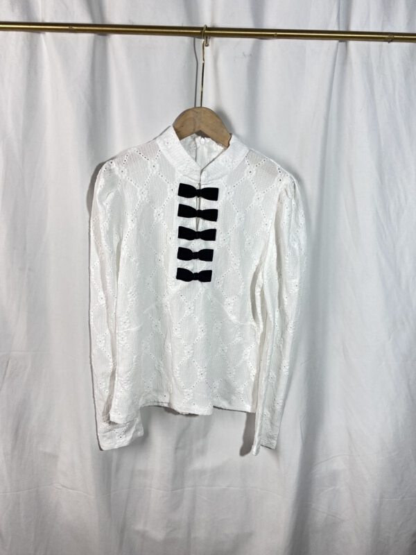 New in early summer! [Yi show shop] simple bow design shirt 1038# Cl