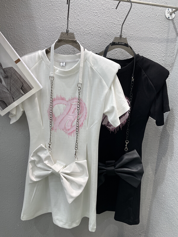 [FF. Studio] love printing, waist closing and thin dress (with waist bag) 3991# ozq