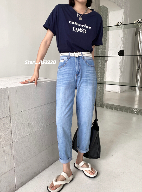 [star] Korean style net version of popular jeans (with belt) as2228# CLS