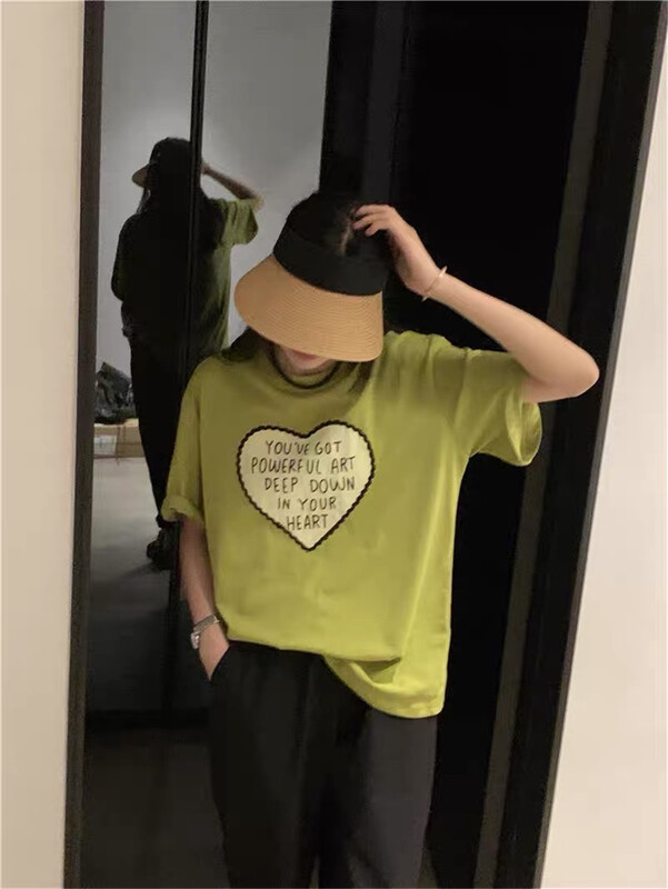 [Naikan Nik] loose letter love short sleeve T-shirt 9628# lwy