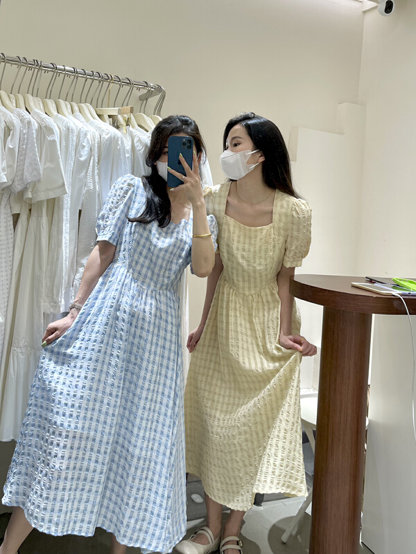 New in early summer! [from. V] Korean Plaid Dress 5221-1# L
