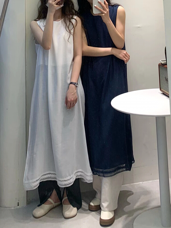 New year in early spring! [ISO Korean] small crowd round neck loose long knee length vest dress 2916# hjy