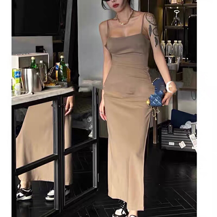 [xinyuanjieyi Xinyuan garment] slim fit and slim split drawstring dress 579# Cl
