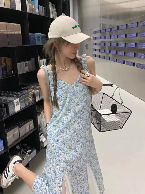 [are studio] design sense floral mesh stitched dress (detachable with Brooch) 81196# zxx