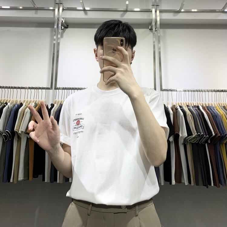 Early spring! [wild club] round neck print versatile short sleeve T-shirt b8319# ZZL