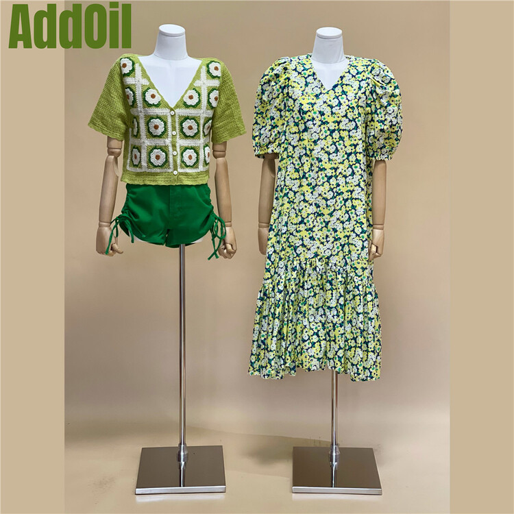 [addoil] bubble sleeve floral versatile dress ys1-8911# zxl