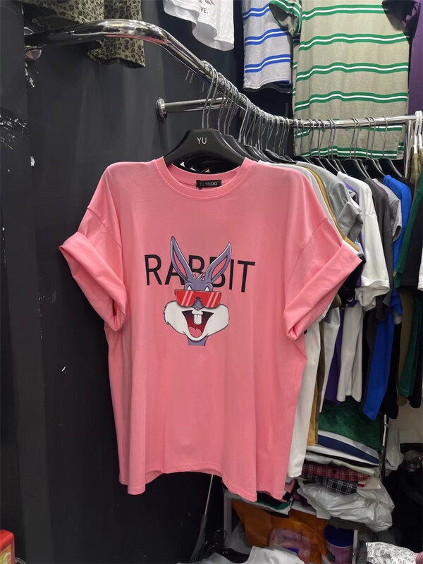 [Yu] Bugs Bunny letter casual loose short sleeve T-shirt 19901# cqw
