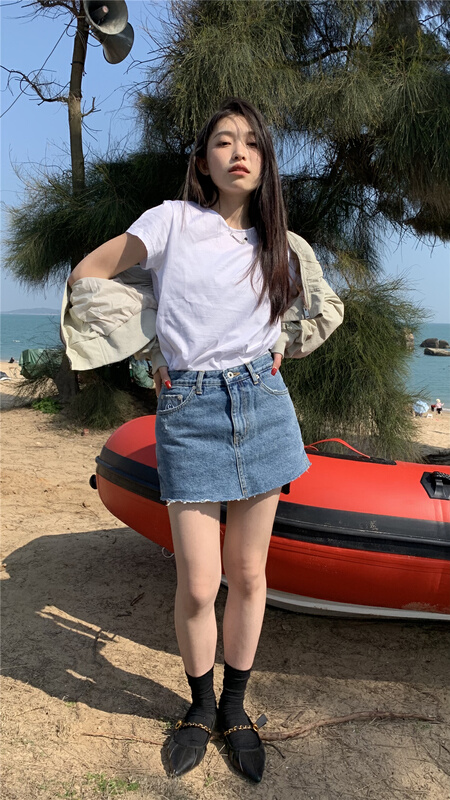 [9hour] high waist simple and versatile skirt pants 30317# zxl