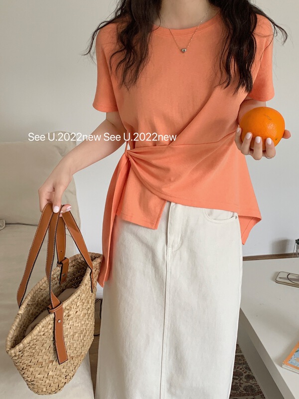 New year in early spring! [see u] net comfortable Korean Short Sleeve T-shirt 9066# L