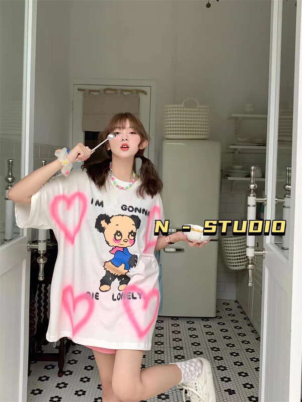 【N】 Korean Pullover printed short sleeve T-shirt 0787# WTT