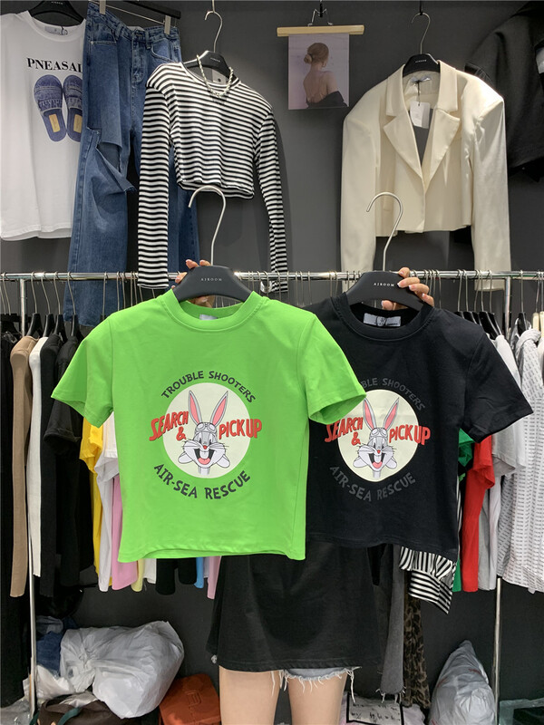 [ajroom] Korean cartoon printed short sleeved T-shirt 3344# cqw