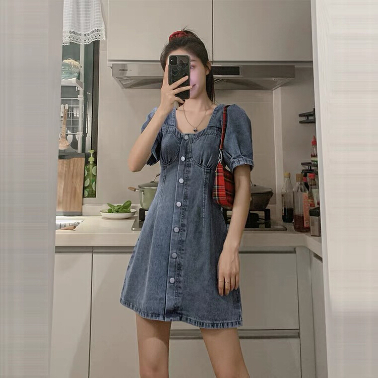 New in early summer! [Kiki studio] Vintage Wash denim dress 5632# hjy