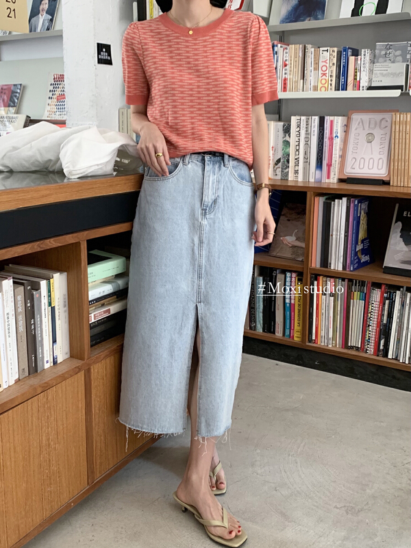 New in early summer! [Moxi] Korean simple retro stripe thin warm sweater 56512# XJ