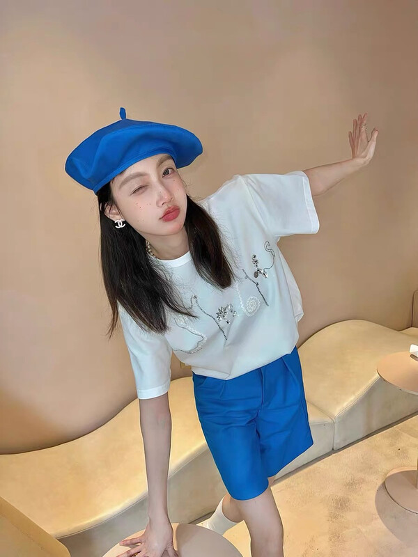 [m.zz] heavy craft nail bead loose short sleeve T-shirt 9039# LSW