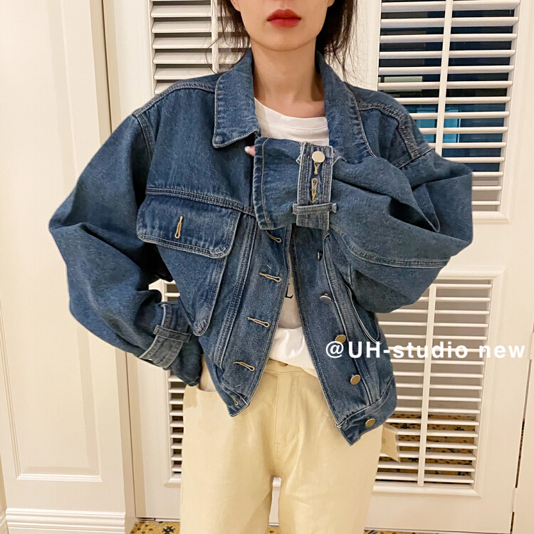 New year in early spring! [uh] heavy industry design Vintage denim jacket (with cuff) 7631# hjy