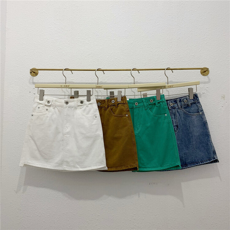 [u.she] Korean version versatile slim denim skirt 83111# cqw