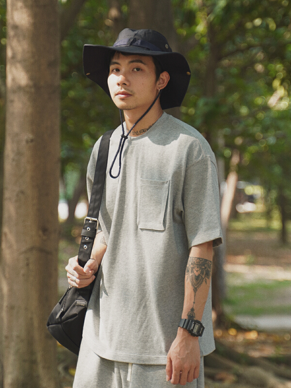 [TPY] 320G heavy round neck versatile solid short sleeve T-shirt 9163# ZZL