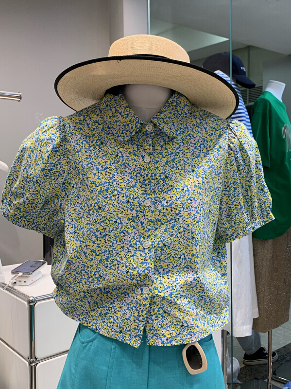 [trust me] baby collar bubble sleeve floral shirt 68030# ozq