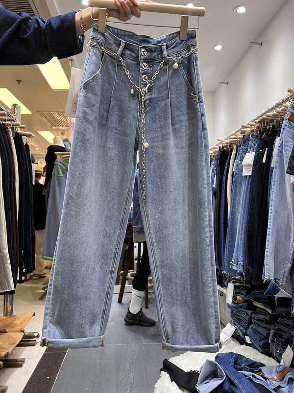New year in early spring! [b1b2] straight and versatile wide leg jeans (with belt) 88503# LSL