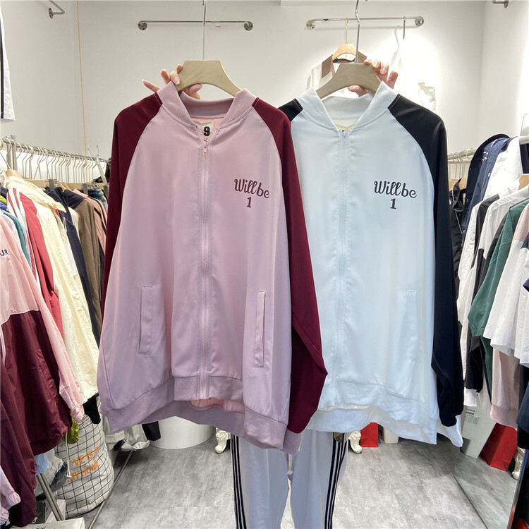 [big 9] zipper color matching fashion Korean short coat 1002# L
