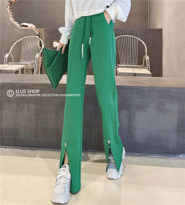 goods in stock! New year in early spring! [UUS] elastic waist split thin casual pants 22066ttx# zyh