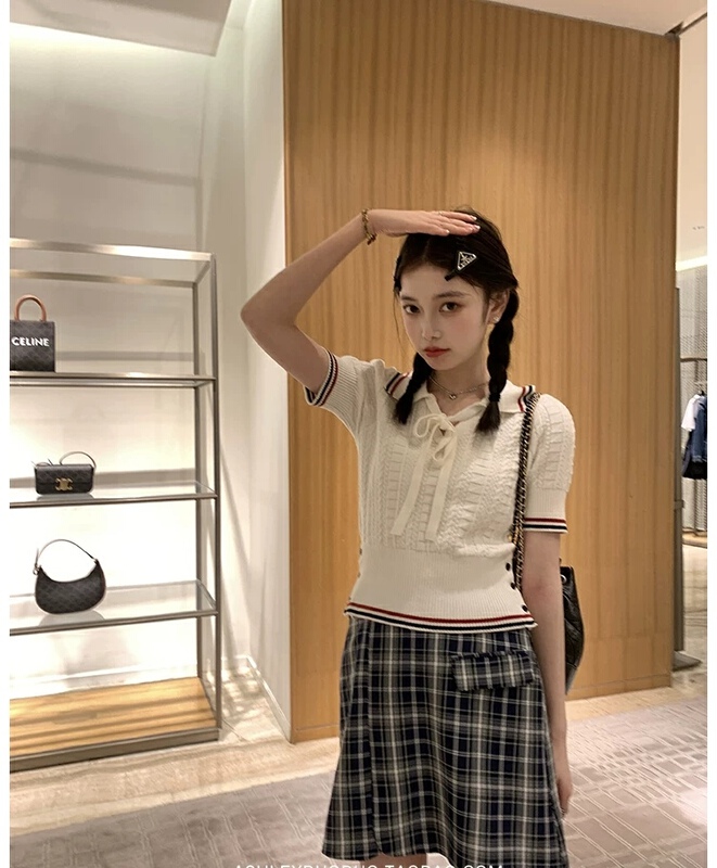 [pan] college style age reducing lace up high sense sweater 00379# PCZ