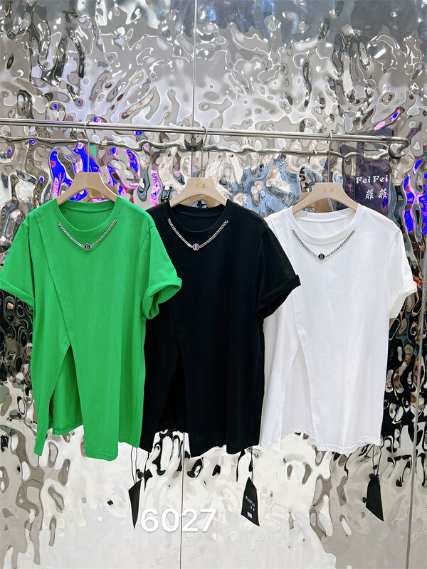 New in early summer! [Feifei] split chain socket short sleeve T-shirt (chain cannot be disassembled) 6027# ozq