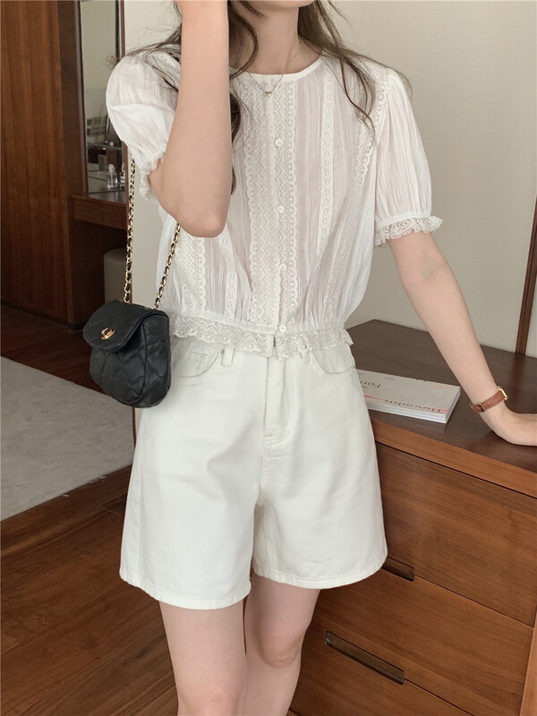 goods in stock! [T.G] Korean style bubble sleeve short shirt 17251# cqw