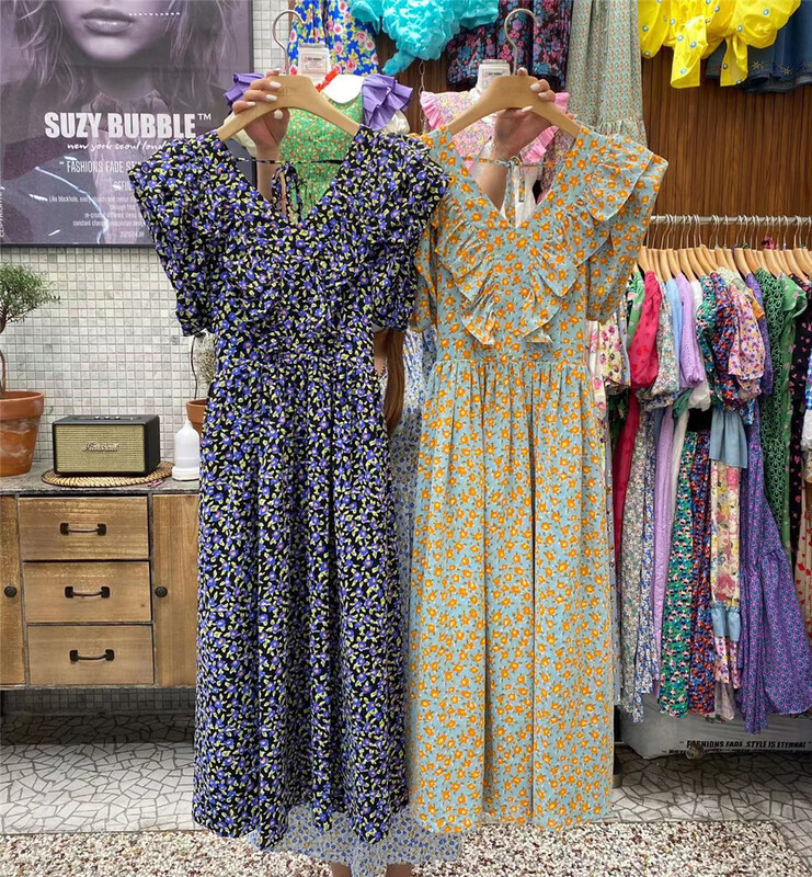 [N21] Vintage elegance floral Ruffle Dress ys1-851# WPL
