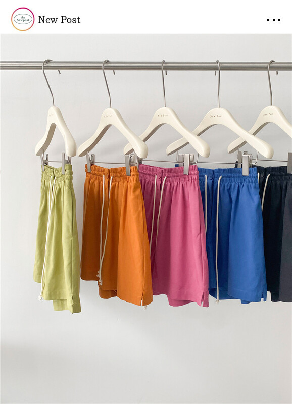 "NEW POST" simple solid color elastic waist casual shorts NP7831-A1# CQW
