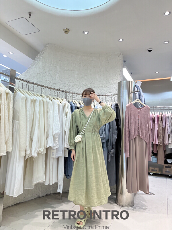New year in early spring! [Rin] Vintage Lace Up waist closing loose long dress 20988# cqw