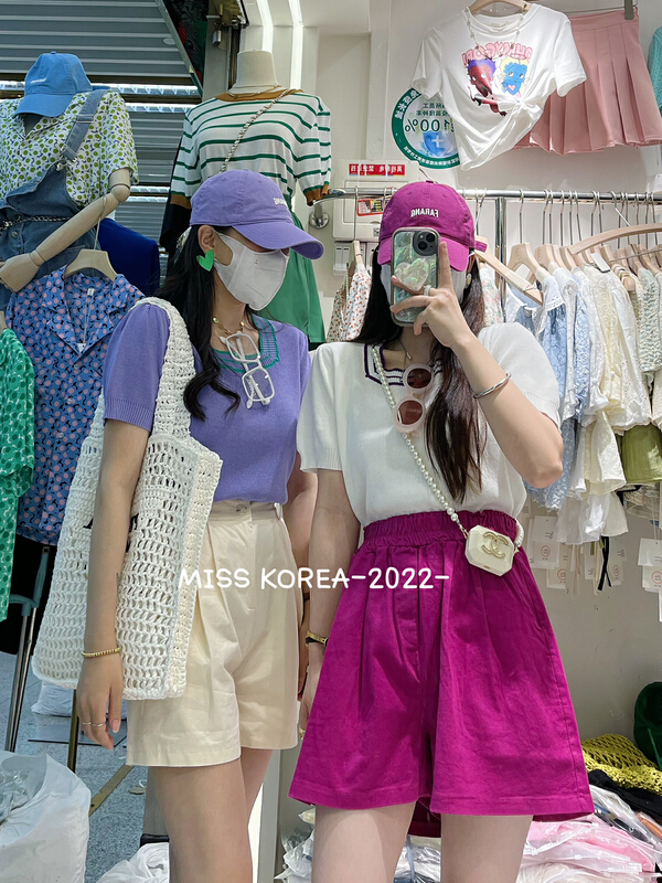goods in stock! New in early summer! [Miss Korea] contrast versatile simple T-shirt 6550# HBx