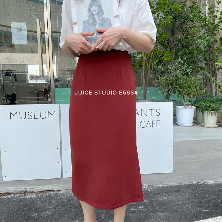 [juice] Korean simple side slit skirt e563# ll