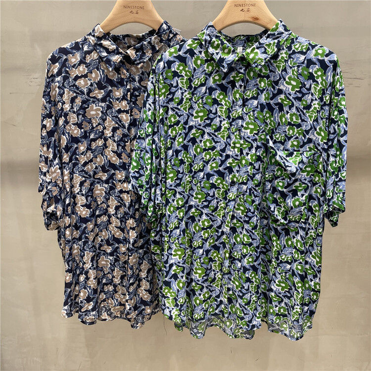 [fabric] comfortable printed versatile shirt 592091# L