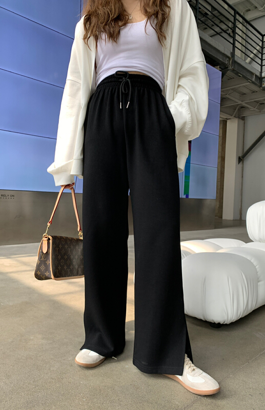 [11An] simple net color slit wide leg casual pants a6336# LSL