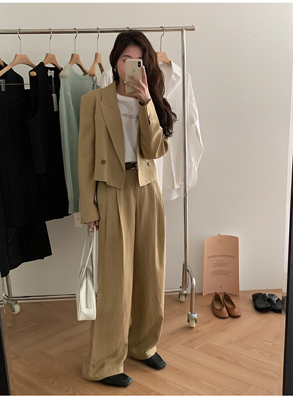 [the mind] ins Korean style solid color versatile straight casual pants 60131-1# XYJ