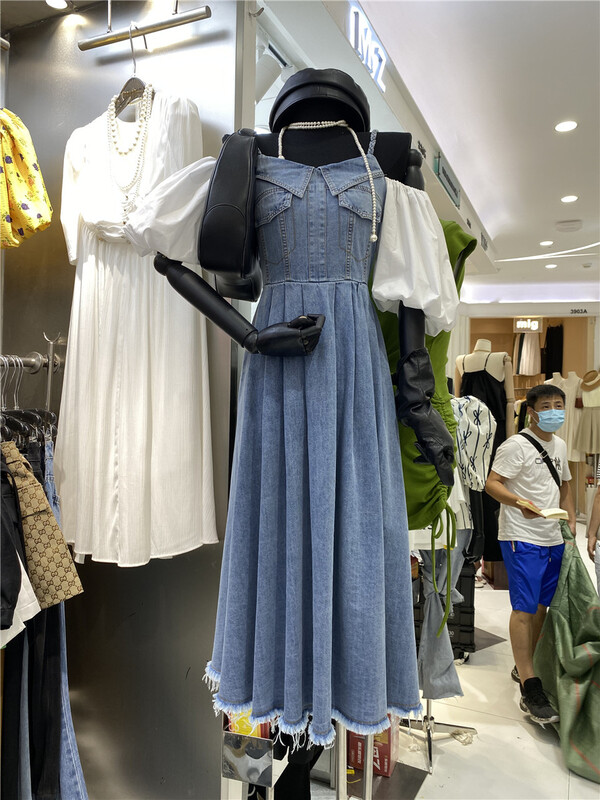 [ESU] denim waist tucked suspender dress (skirt only) 3825# ozq