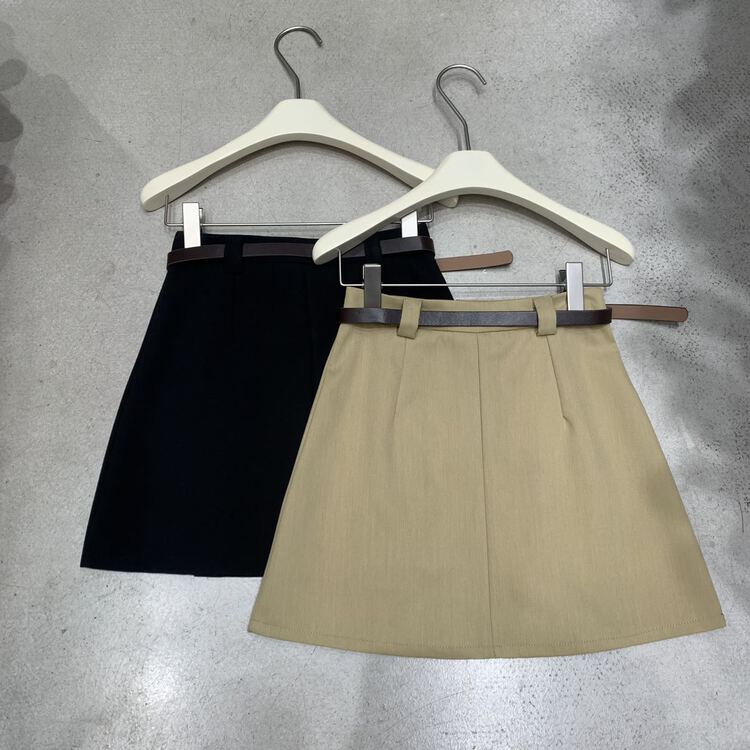 New in early summer! [going] solid color versatile pleated slim skirt (with belt) 9384# lwy